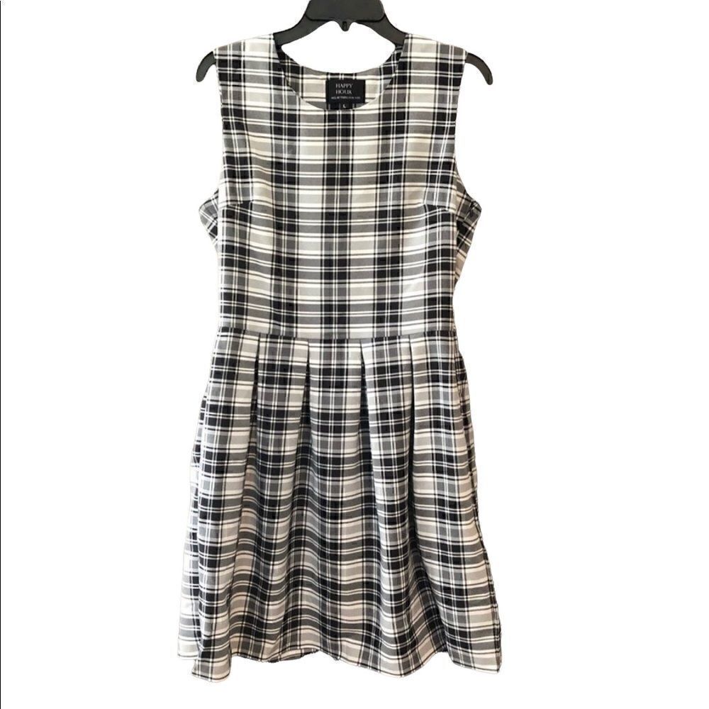 Happy Hour Sz 6 Black Plaid Sleeveless A-Line Britany Spears SchoolGirl Dress